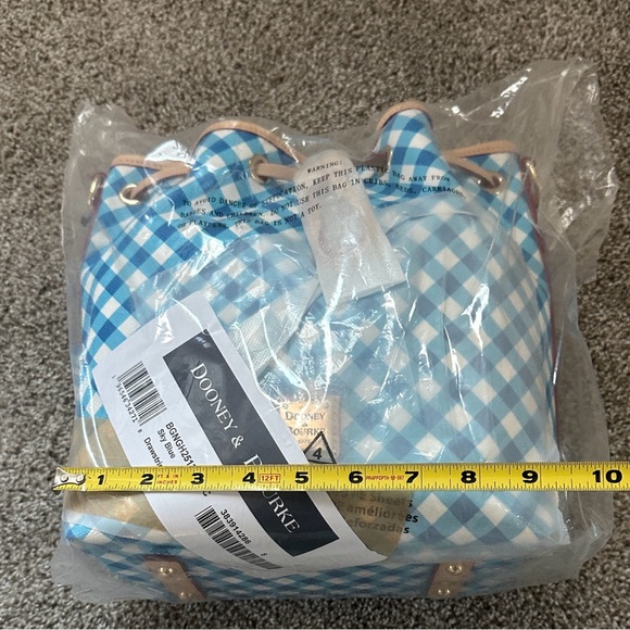Dooney & Bourke Blue and White Checkered Shoulder Bag - Picture 3 of 16